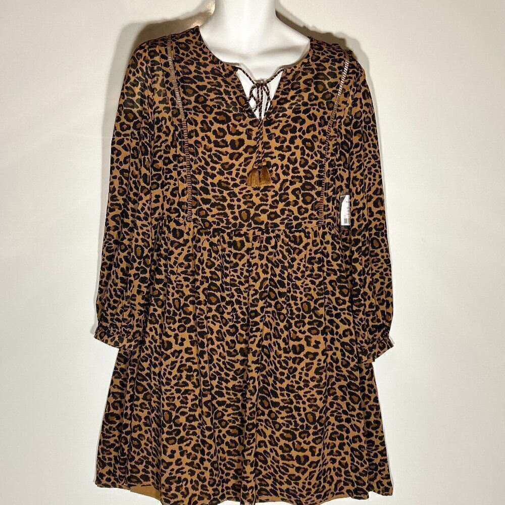 Time & Tru SZ S NWT Leopard print babydoll style 2-Piece dress Animal Boho